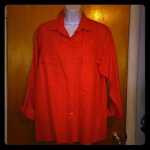 Red long sleeve button down